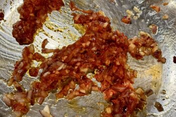 IMG_9605 Add paste and red pepper flakes - Roasted Tomato & Mascarpone Farfalle